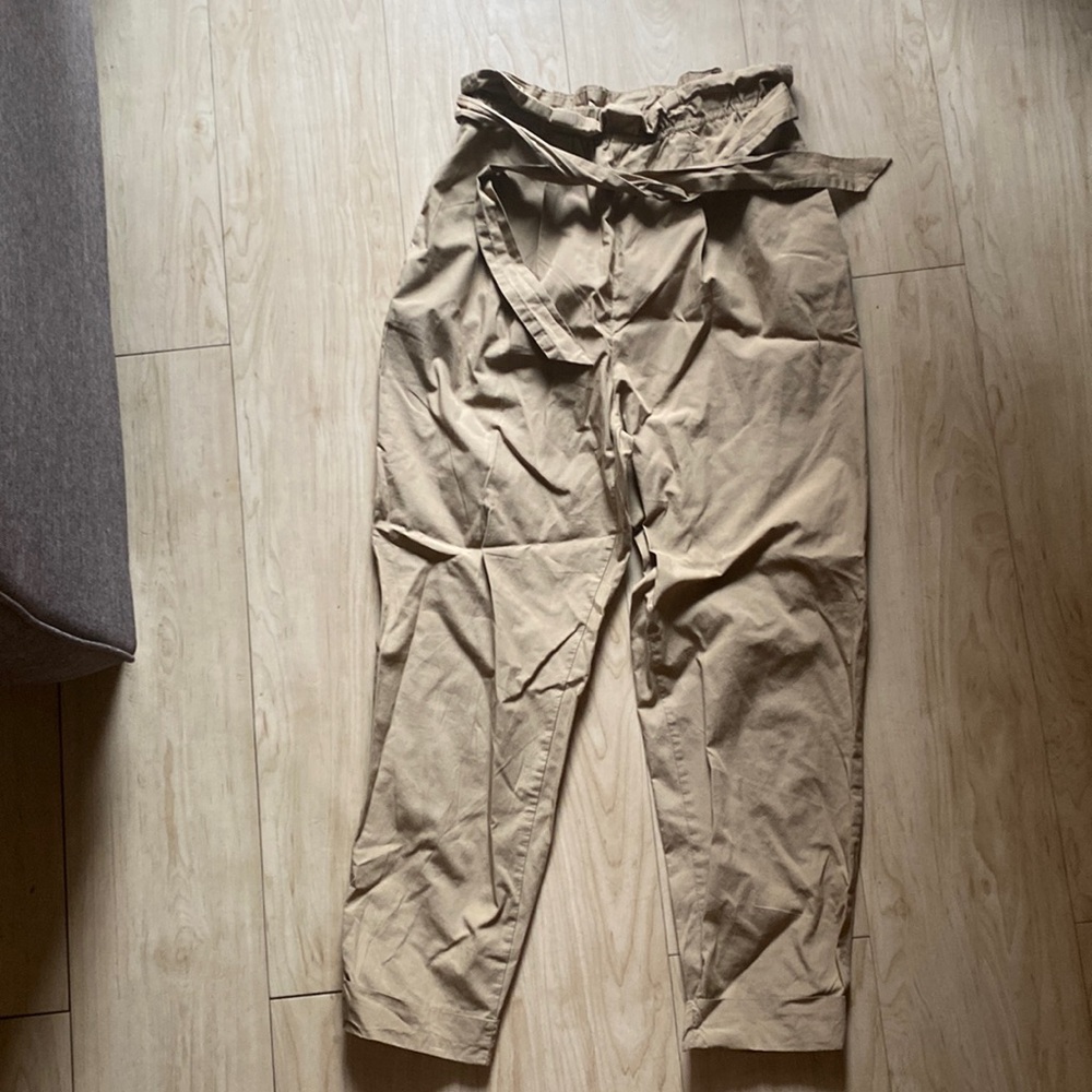 Paper Bag Tie Waist Khakis - Zara XS